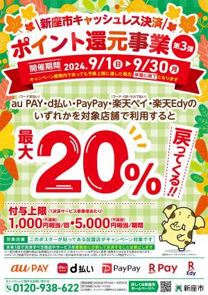 新座市キャッシュレス決済ポイント還元事業第３弾のチラシ